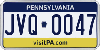 PA license plate JVQ0047
