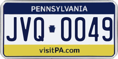 PA license plate JVQ0049