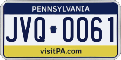 PA license plate JVQ0061
