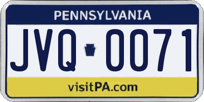 PA license plate JVQ0071