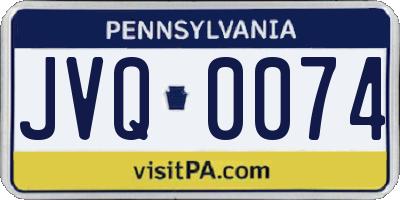 PA license plate JVQ0074