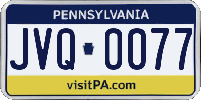 PA license plate JVQ0077