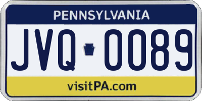 PA license plate JVQ0089