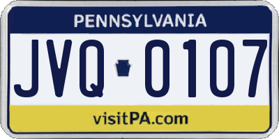 PA license plate JVQ0107