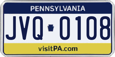 PA license plate JVQ0108