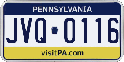 PA license plate JVQ0116