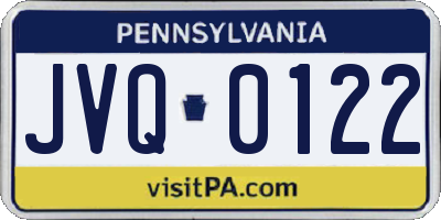 PA license plate JVQ0122