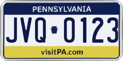 PA license plate JVQ0123