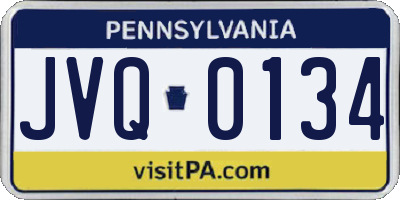 PA license plate JVQ0134