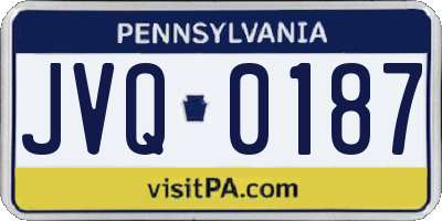 PA license plate JVQ0187