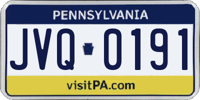PA license plate JVQ0191