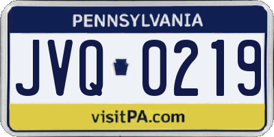 PA license plate JVQ0219
