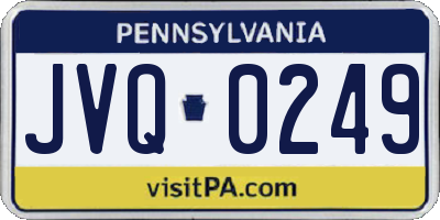 PA license plate JVQ0249