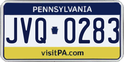 PA license plate JVQ0283