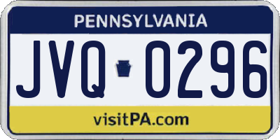 PA license plate JVQ0296