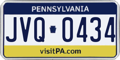 PA license plate JVQ0434
