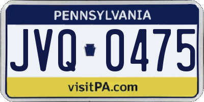 PA license plate JVQ0475