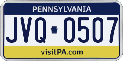 PA license plate JVQ0507