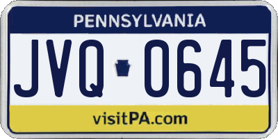 PA license plate JVQ0645