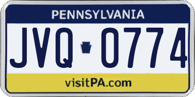 PA license plate JVQ0774