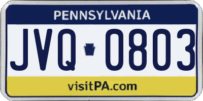 PA license plate JVQ0803