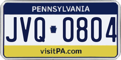 PA license plate JVQ0804