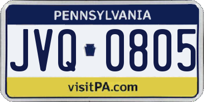 PA license plate JVQ0805