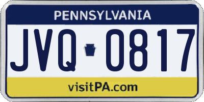 PA license plate JVQ0817