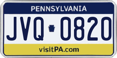 PA license plate JVQ0820