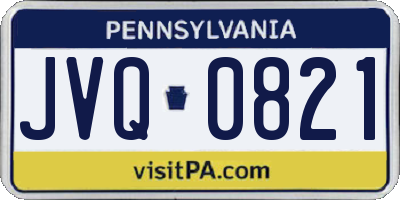 PA license plate JVQ0821