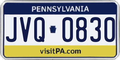 PA license plate JVQ0830
