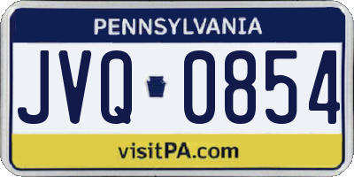 PA license plate JVQ0854