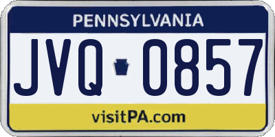 PA license plate JVQ0857