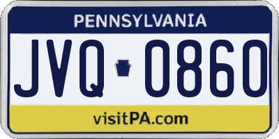 PA license plate JVQ0860