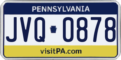 PA license plate JVQ0878