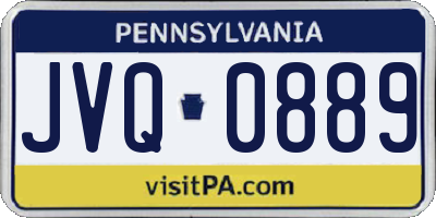 PA license plate JVQ0889