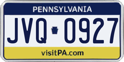 PA license plate JVQ0927