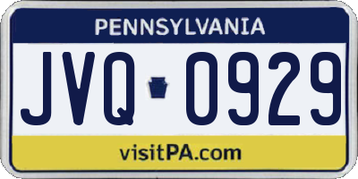PA license plate JVQ0929