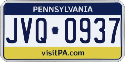 PA license plate JVQ0937