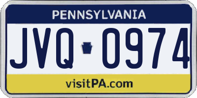 PA license plate JVQ0974