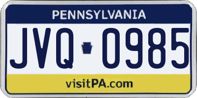 PA license plate JVQ0985