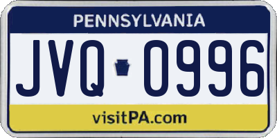 PA license plate JVQ0996
