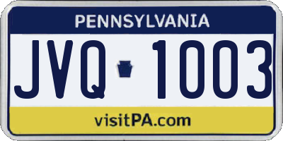 PA license plate JVQ1003