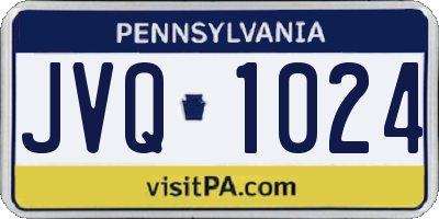 PA license plate JVQ1024