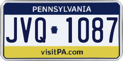 PA license plate JVQ1087