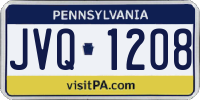 PA license plate JVQ1208