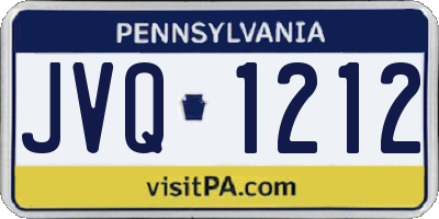 PA license plate JVQ1212