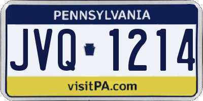 PA license plate JVQ1214