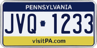 PA license plate JVQ1233