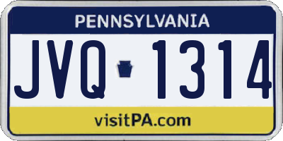 PA license plate JVQ1314